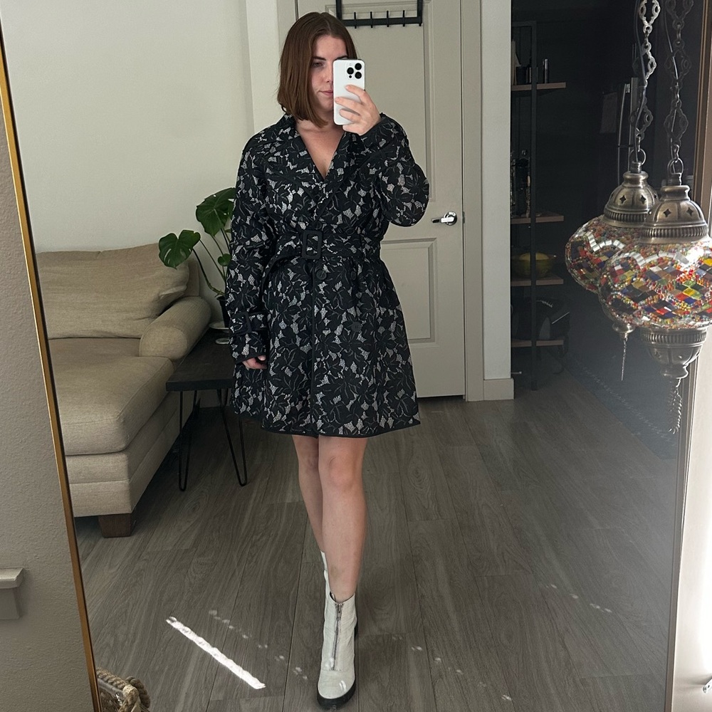 Lace Vintage Light Trench Coat Summer Vacation - Picture 5 of 14
